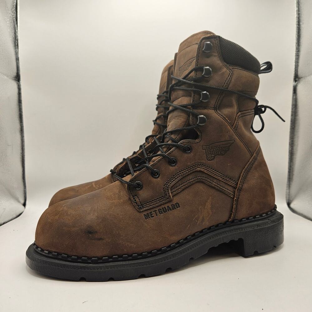 RED WING MEN'S 8.5D 415 DYNAFORCE 6 IN WP SOFT TOE WORK BOOTS BROWN NWOB